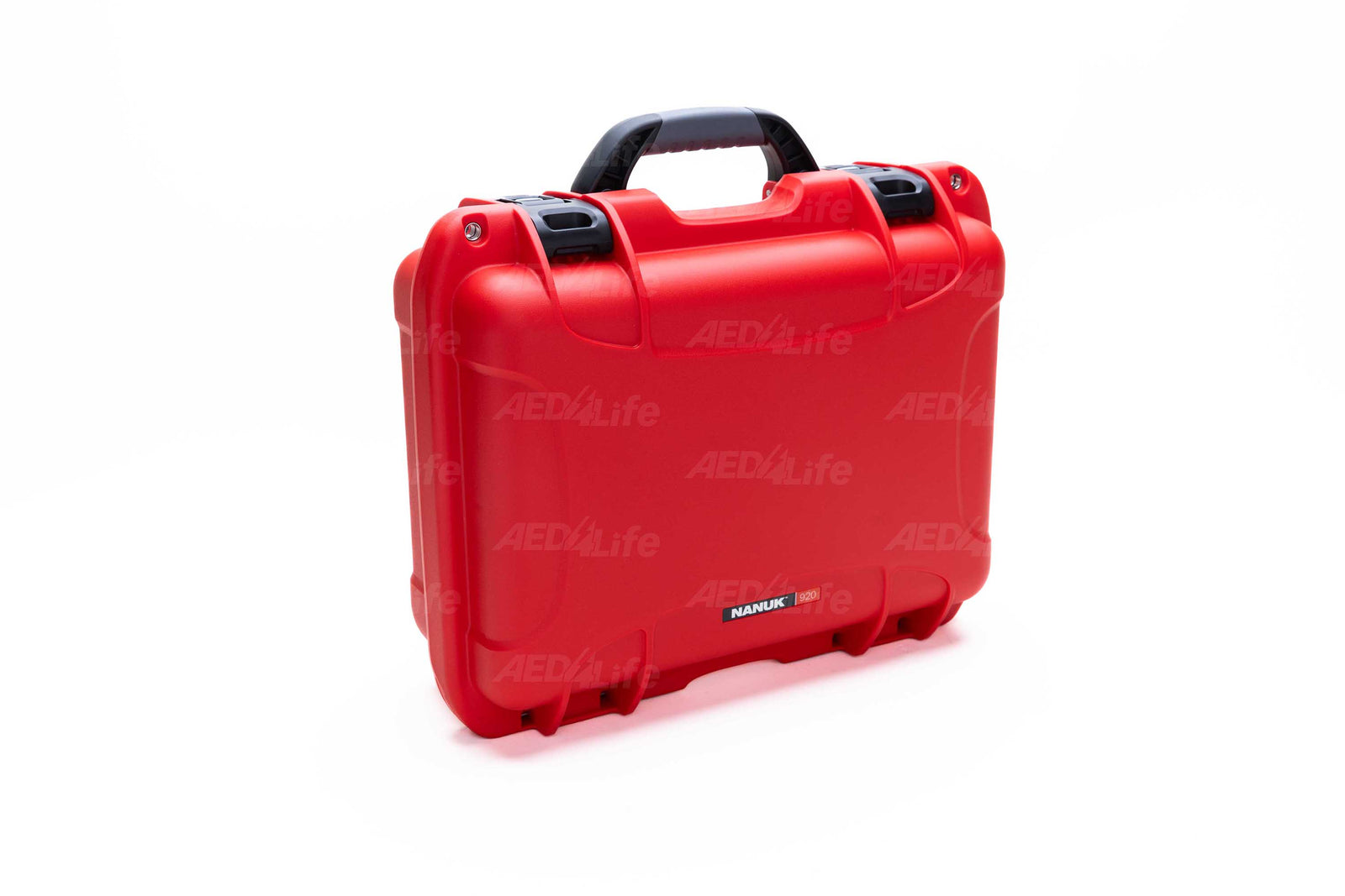 Red hard-shell Nanuk protective case with black handle, shown against a white background.