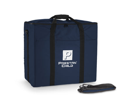 The Carry Bag for 4-Pack of Prestan Child Manikins, offered by Prestan, is designed for convenience with features like a handle and shoulder strap. It proudly displays the "Prestan Professional Child" logo, making it perfect for easily transporting child manikins.