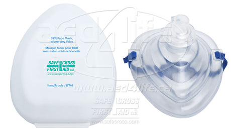 The SafeCross CPR Face Mask, made from medical-grade thermoplastic, comes with a one-way valve, gloves, and a storage case. This protective barrier incorporates a viral and bacterial filter for increased safety.
