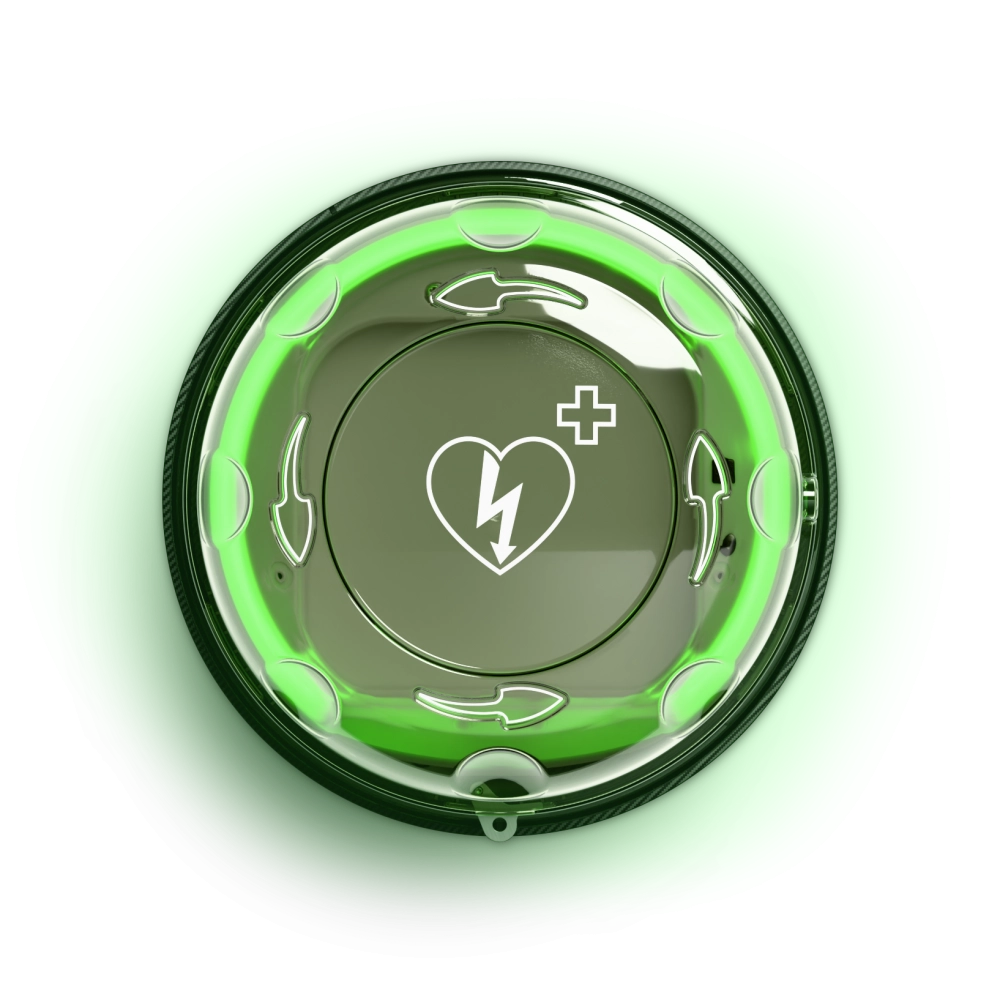 Rotaid AED Cabinet Green wall mounted spherical