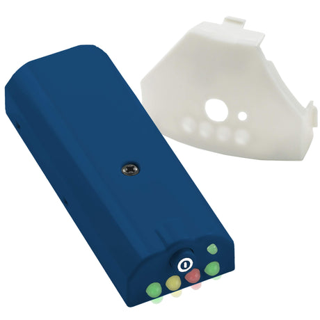 This blue and white device, with buttons and a detachable cover, is similar to the Prestan Monitor for Infant Manikin, providing precision in training scenario monitoring.