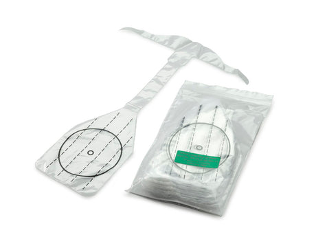 Package of Prestan Professional Child Face Shield Lung Bags (50 count). Made from white plastic featuring a green label and black markings. Latex-free, these bags are ideal for CPR-AED training manikins and include a measuring tool.