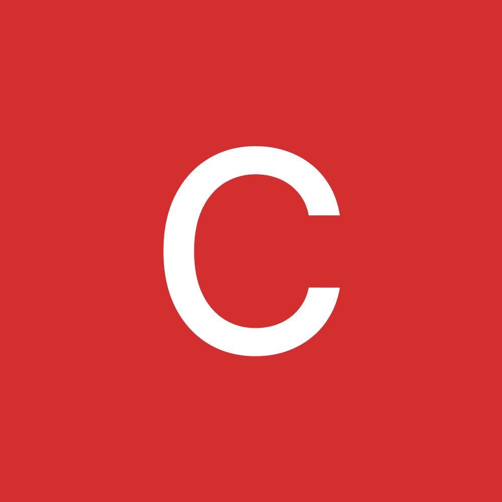 White letter C against a red background