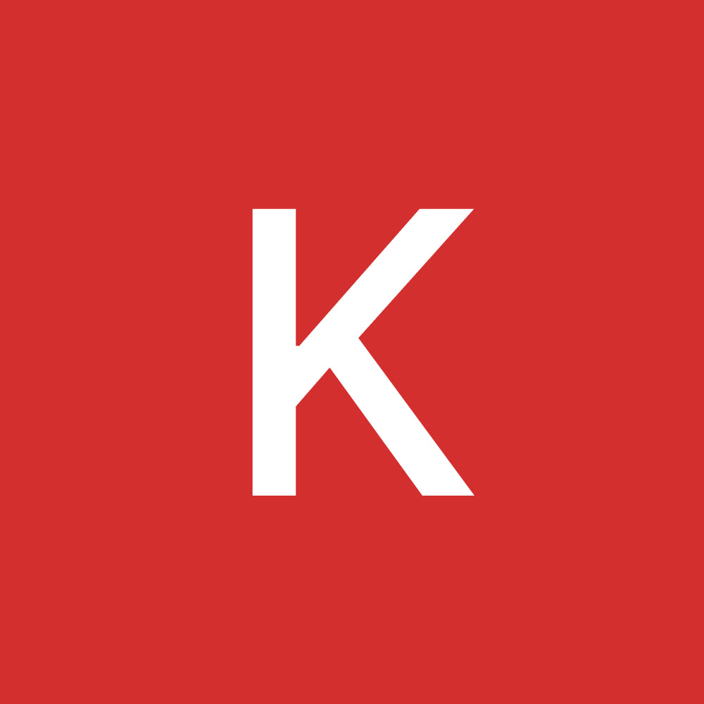 White letter K against a red background