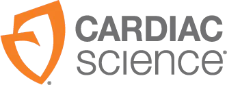 Cardiac Science logo with an orange and gray design