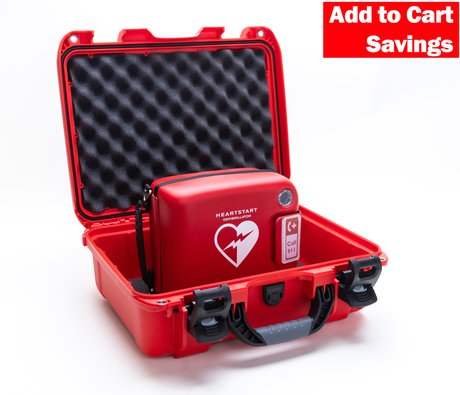 The AED Shop’s Philips Heartstart FRX Grab & Go AED Bundle features a rugged case, providing reliable safety wherever you go.