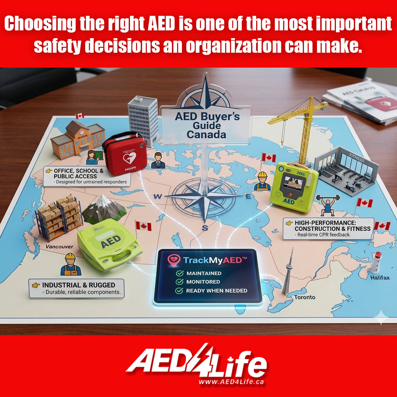 A Map with 3 AED units