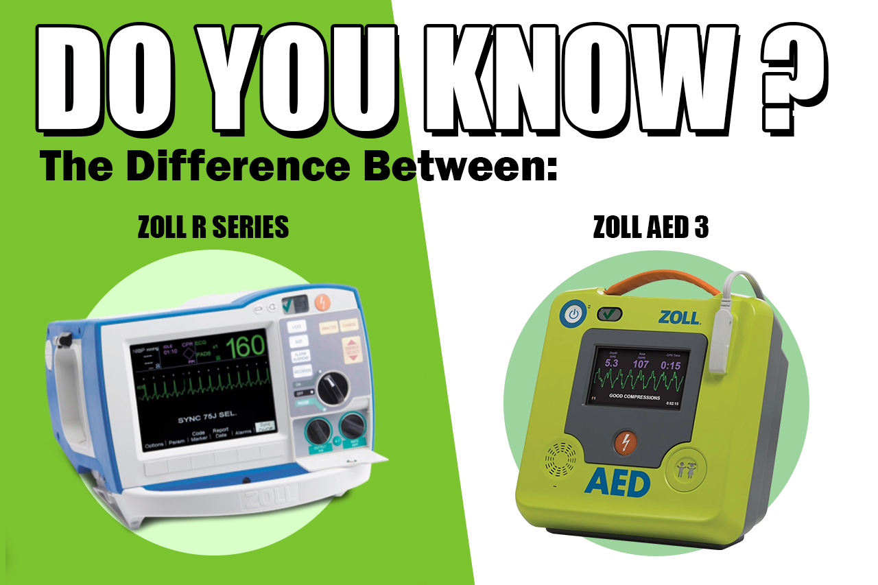 The differences between a ZOLL Public Access AED and a ZOLL R Series ACLS Defibrillator are as follows: