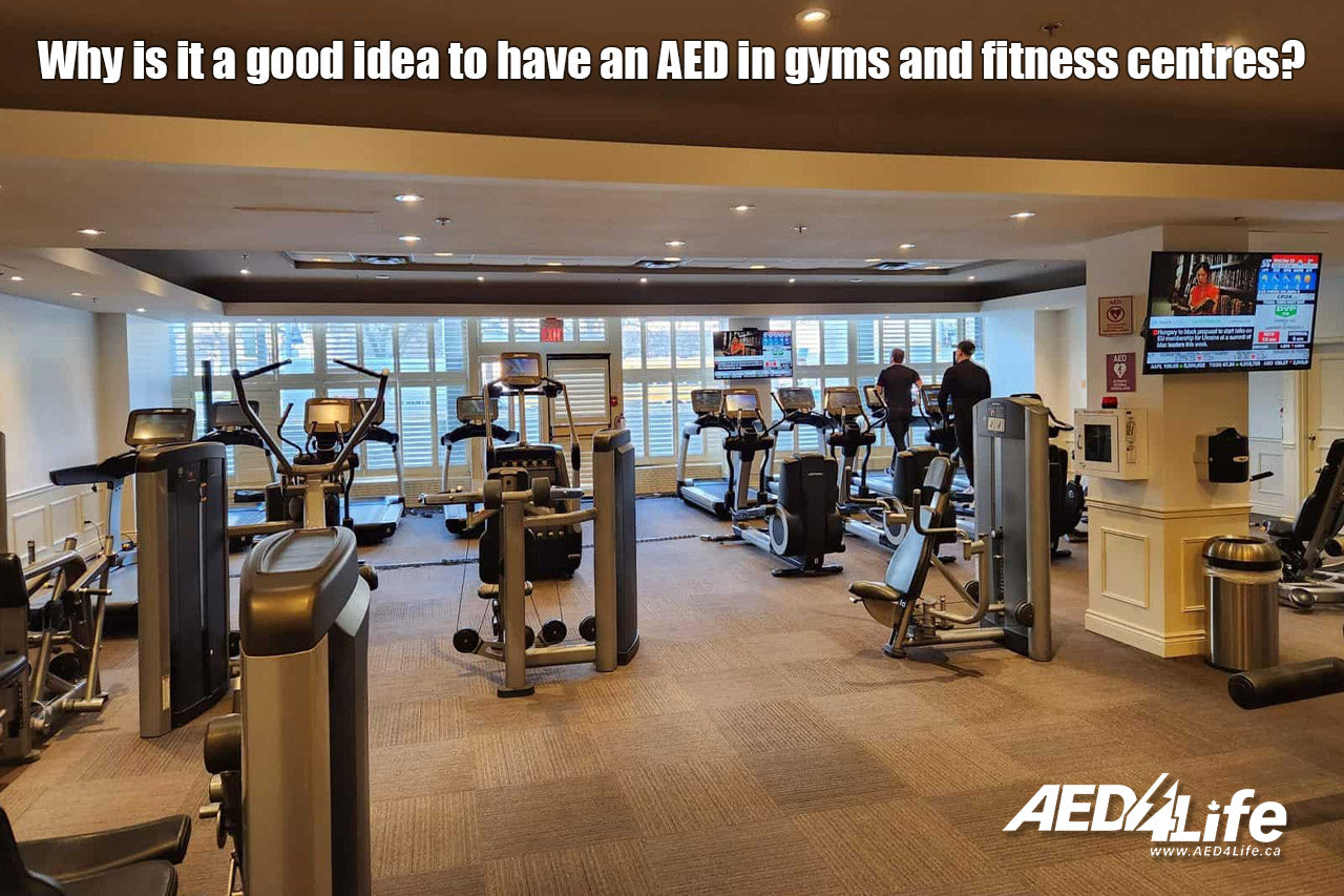 Why is it a good idea to have an AED in gyms and fitness centres?