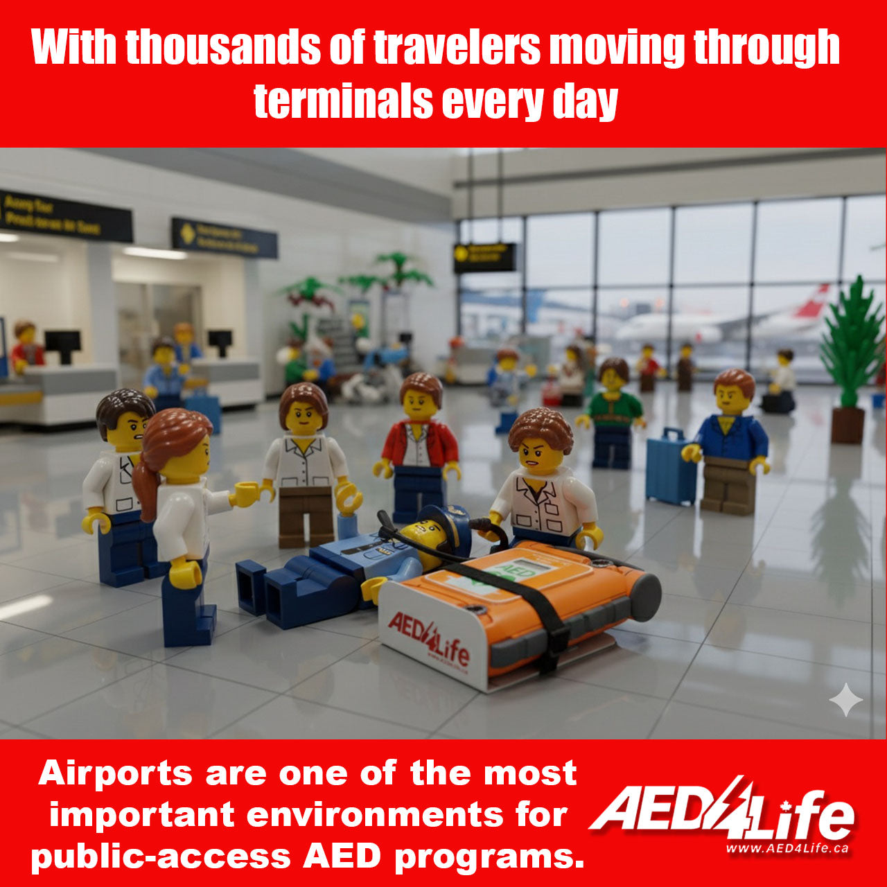 LEGO PEOPLE USING A LEGO AED