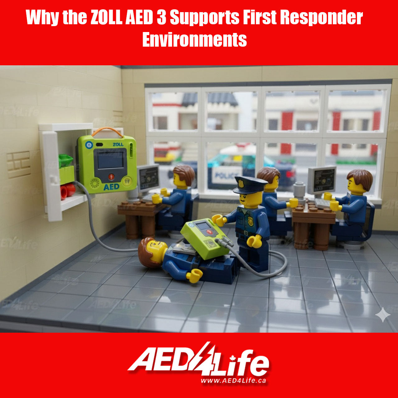 Police Lego Men using an AED