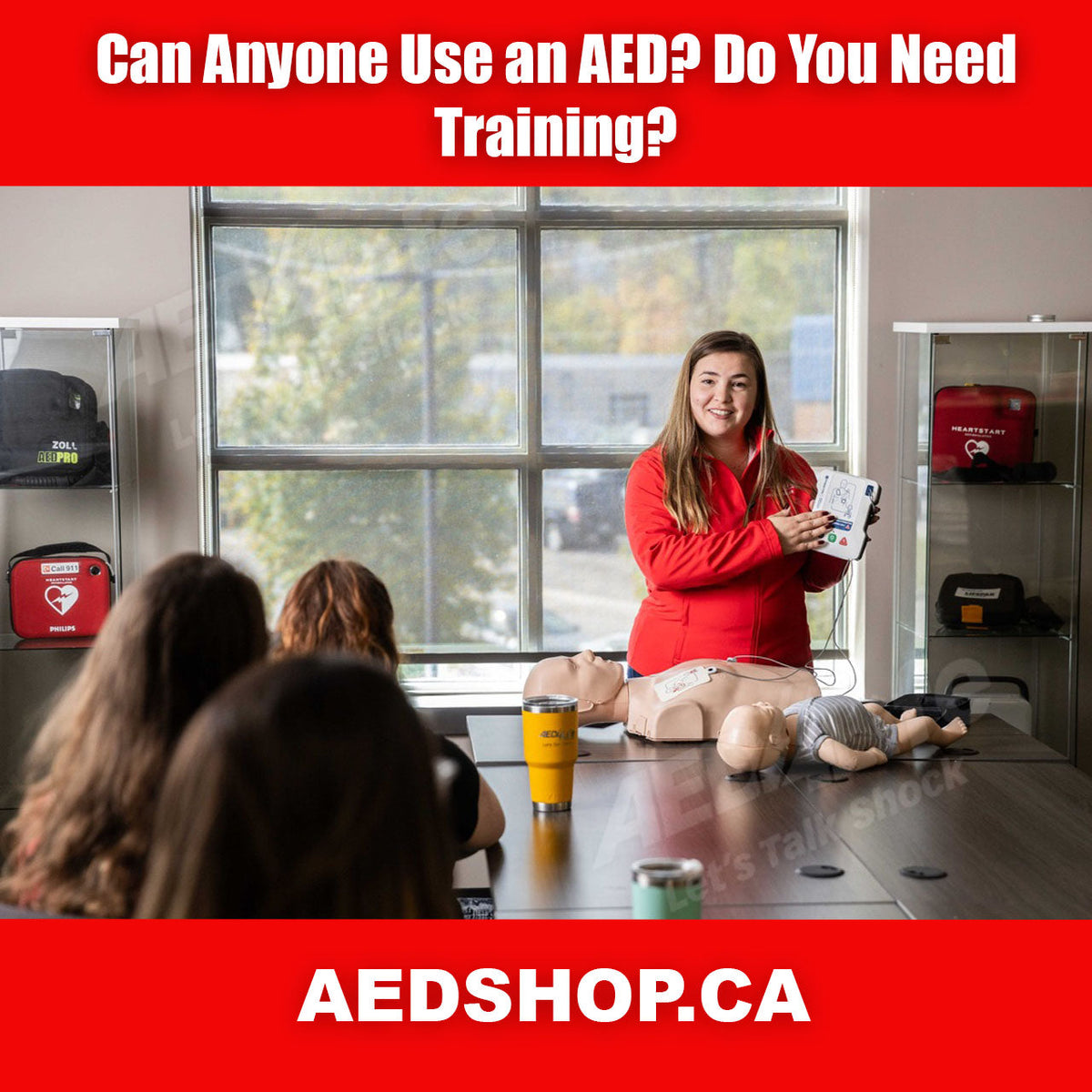 Girl Demoing an AED