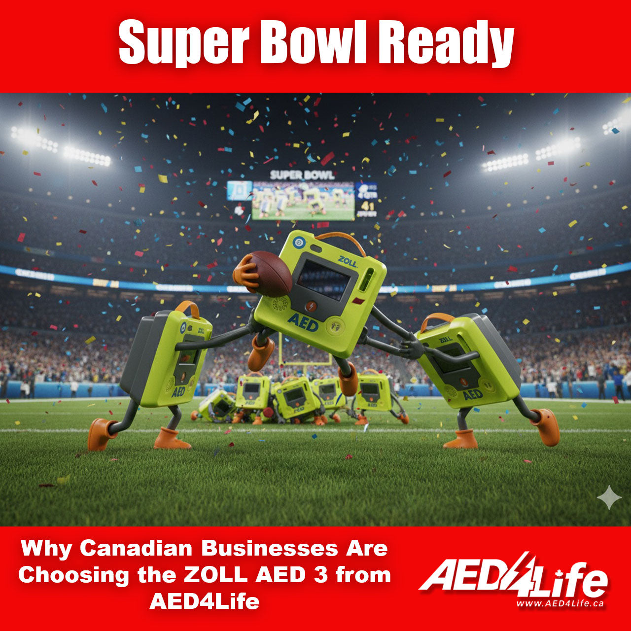 Super Bowl Image with AEDS playing football