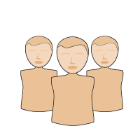 Illustration of three faceless, tan-colored human figures standing side by side on a light background.