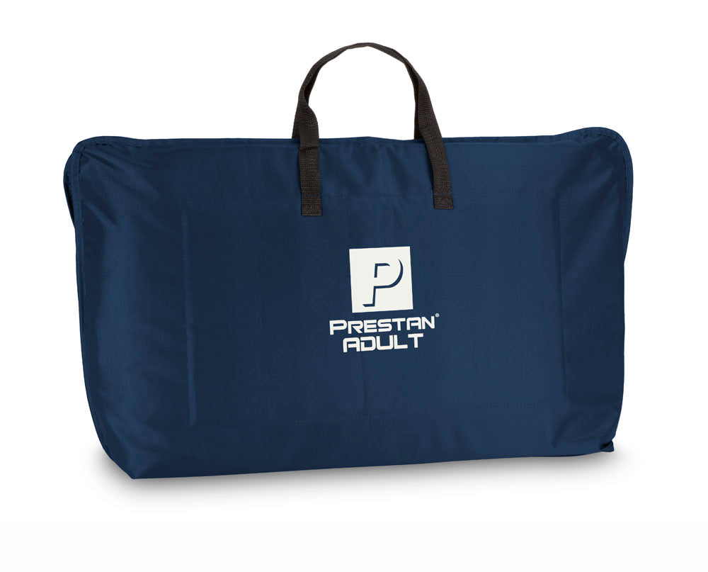 A stylish blue Single Bag for Prestan Adult Manikin, featuring durable handles and the distinctive Prestan logo on the front, designed for individual use.