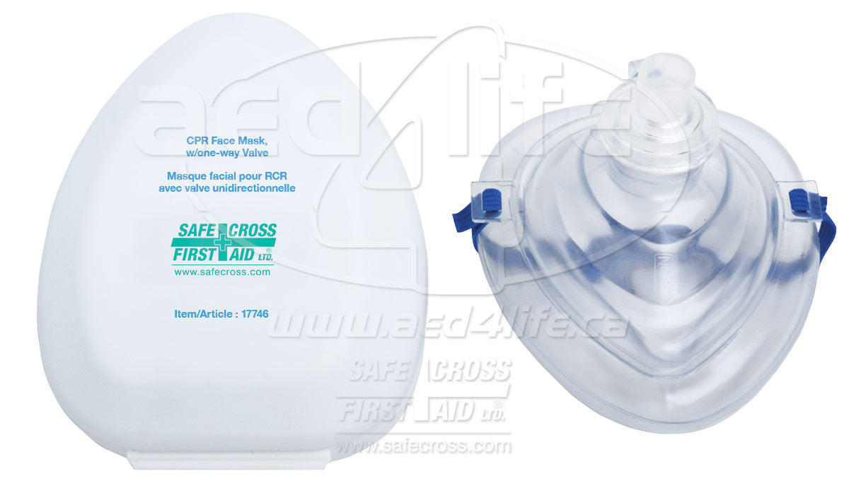 Masque facial CPR, avec valve unidirectionnelle et gants