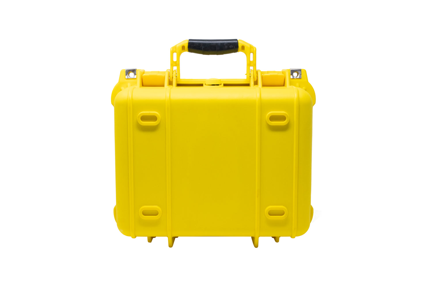 A bright yellow Hardshell Carry Case for Heartsine AEDs, featuring a black handle by HeartSine, isolated on a white background.