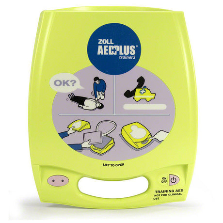 The ZOLL AED Plus - Trainer2 from ZOLL includes instructional graphics on the front and comes equipped with CPR-D training electrodes for effective practice. Enhance your training experience using its wireless remote controller.