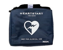 Philips OnSite Trainer Carry Case in dark blue, adorned with a heart and lightning icon, ships within 5-10 business days.