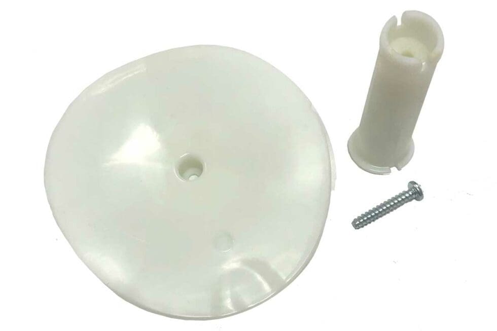 Compression Assembly for PRESTAN Professional Adult Manikin by AEDShop, featuring a chest plate, screw, and sleeve, displayed on a plain background.