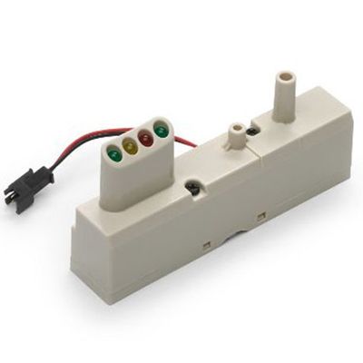 The Prestan Monitor for Child Manikin is an electronic connector with colored wires and a plastic casing, featuring three holes and red, yellow, green lights. It is perfect for monitoring systems or integrating with a Prestan Professional setup.