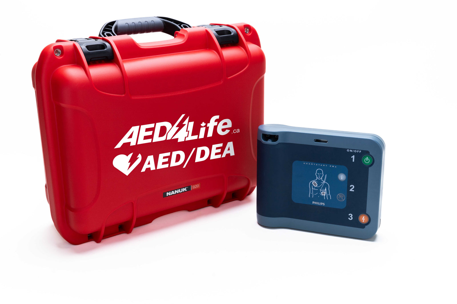 The AED Shop's Philips HeartStart FRX Construction and Workplace Safety Kit includes a red carrying case and clear instructions—an essential AED kit for effective emergency response in any workplace.