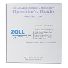 Cover of the ZOLL AED Plus Operator's Guide Poster, featuring poster-like details and contact information for ZOLL. Highlighting the efficient operation of the device, this guide is essential for users.