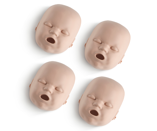 Four medium skin face replacements for PRESTAN Professional Infant Manikins, displayed on a white background.