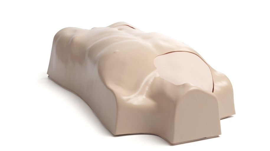 The IV Torso Basic from Laerdal, designed without limbs, is perfect for practicing realistic procedures such as intravenous access and is displayed against a pristine white background.