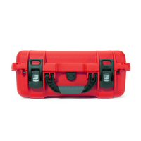 AEDShop's AED Hard Shell Case, featuring a red color, sturdy handle, and two black latches for ultimate protection. The impact-resistant and waterproof design is showcased against a white background.